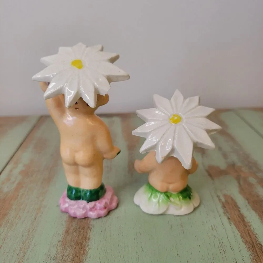 Vintage Kewpie Daisy Head Salt & Pepper Shakers - Made in Japan
